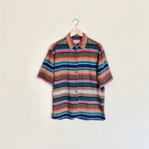 Vintage Angelique NYC Aztec Embroidered Colorful Button Shirt Women’s Medium